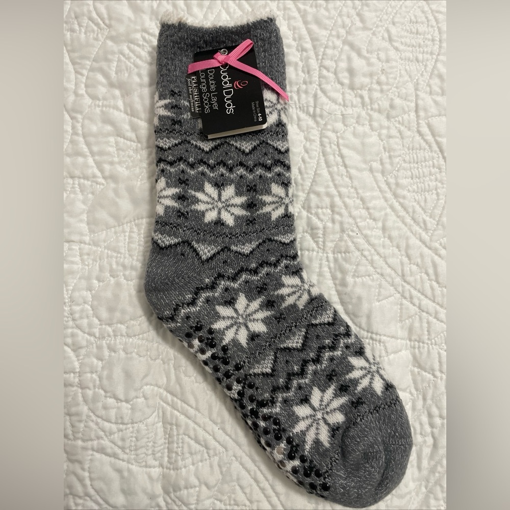 Cuddl Duds Faux Sherpa Cozy Lined Socks Black